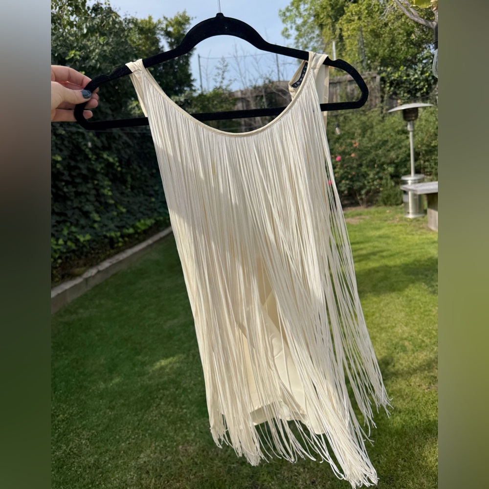 Theory Ivory Fringe Sleeveless Top